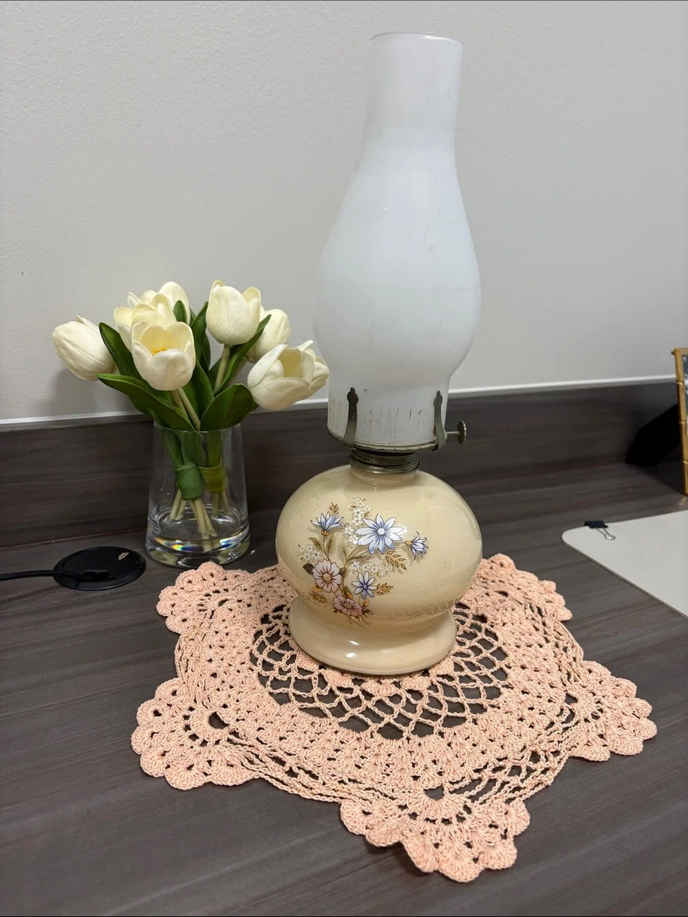 Vintage Floral Hurricane Lamp - Lamp Light Farms - Classic Accent Lamp